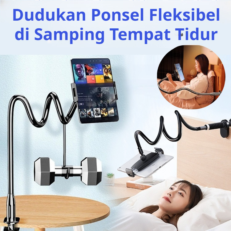 [Stand HP Pemalas Spiral Dudukan Tidur] Holder Hp Dinding/Holder Hp Jepit/Fleksibel 360 Derajat Arah