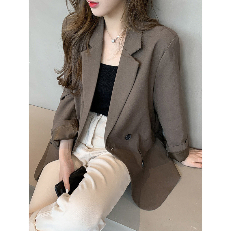 Blazer Kasual Longgar Wanita#Blazer Coklat
