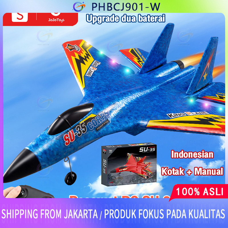 Jojotoy Mainan Pesawat Terbang Remote Control Led Pesawat Glider Airplane Foam SU35 Pesawat Mainan P