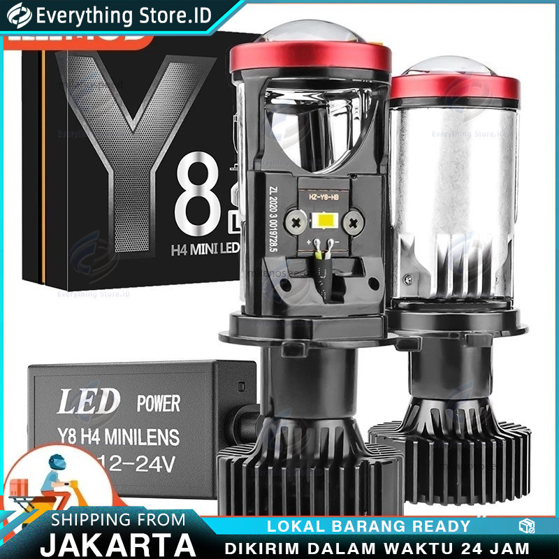 2PCS Lampu LED Mobil Y17D H4 Mini Projector Super Bright Cut Off High Low Jauh Dekat Hi Lo Mini Driv