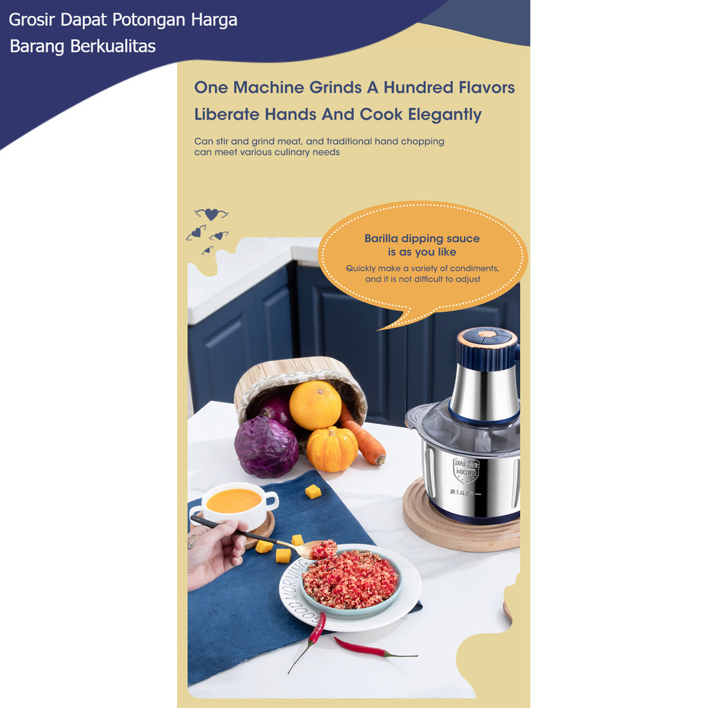 5L Electric Meat Grinders 304 Stainless Steel Food Crusher Multifunctional Vegetable Slicer Chopper 