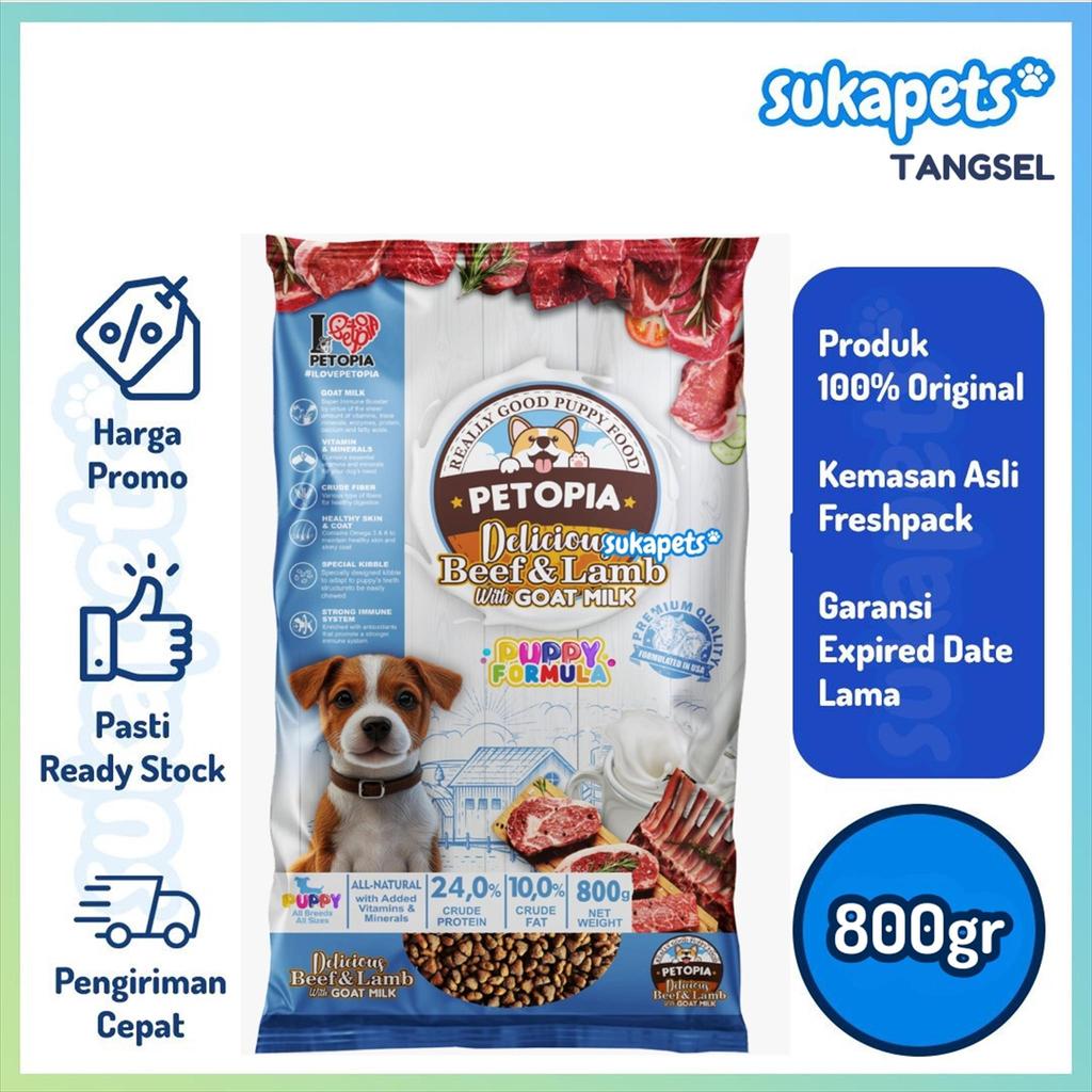 Petopia Dog Dry Food Puppy Beef Lamb Goat Milk Makanan Anjing 800gr
