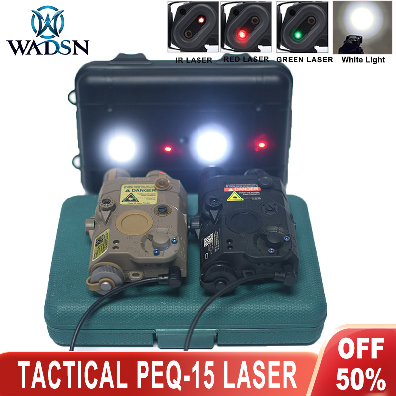 WADSN AR15 Airsoft PEQ15 AN/PEQ-15 Red Green Blue Dot IR Laser Sight Tactical Weapon Light White LED