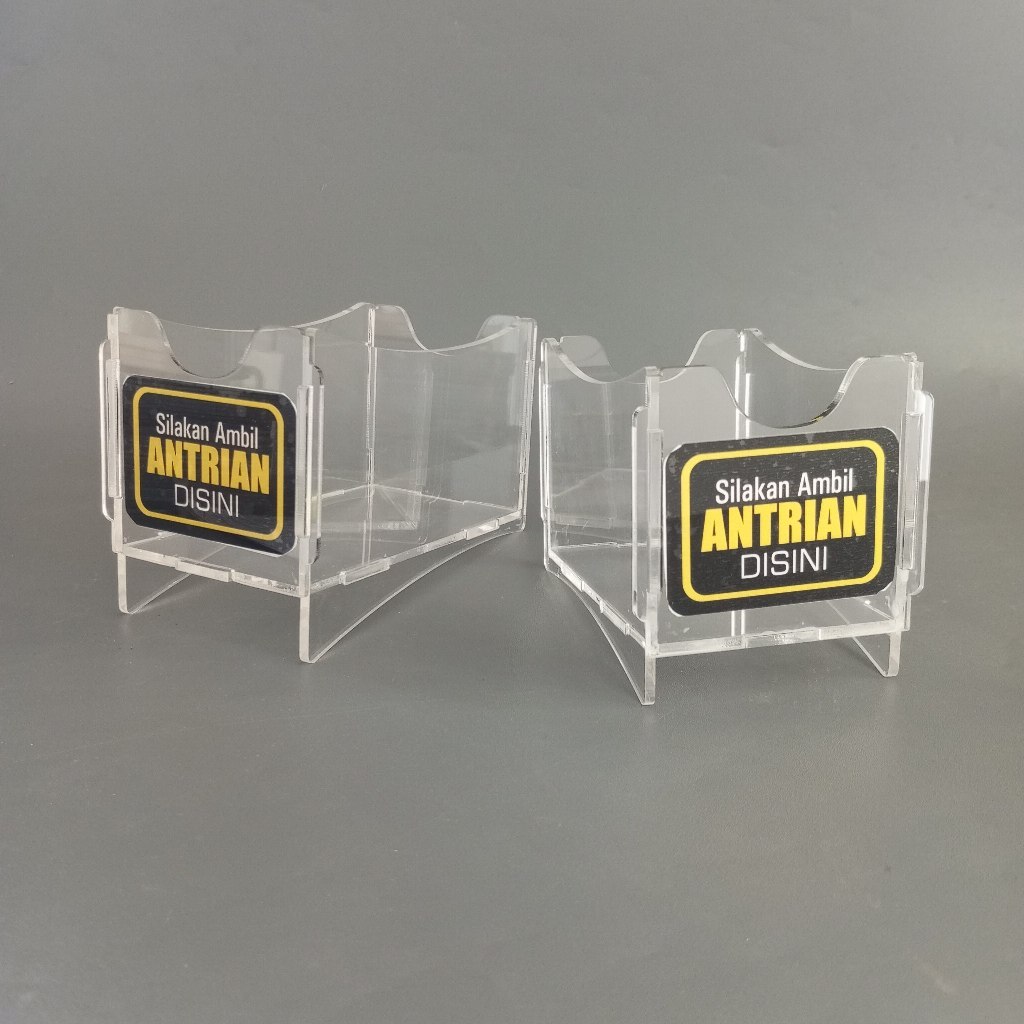 Akrilik Tempat Kartu Antrian, Kotak Akrilik untuk kartu Antrian, Tempat Nomor Antrian