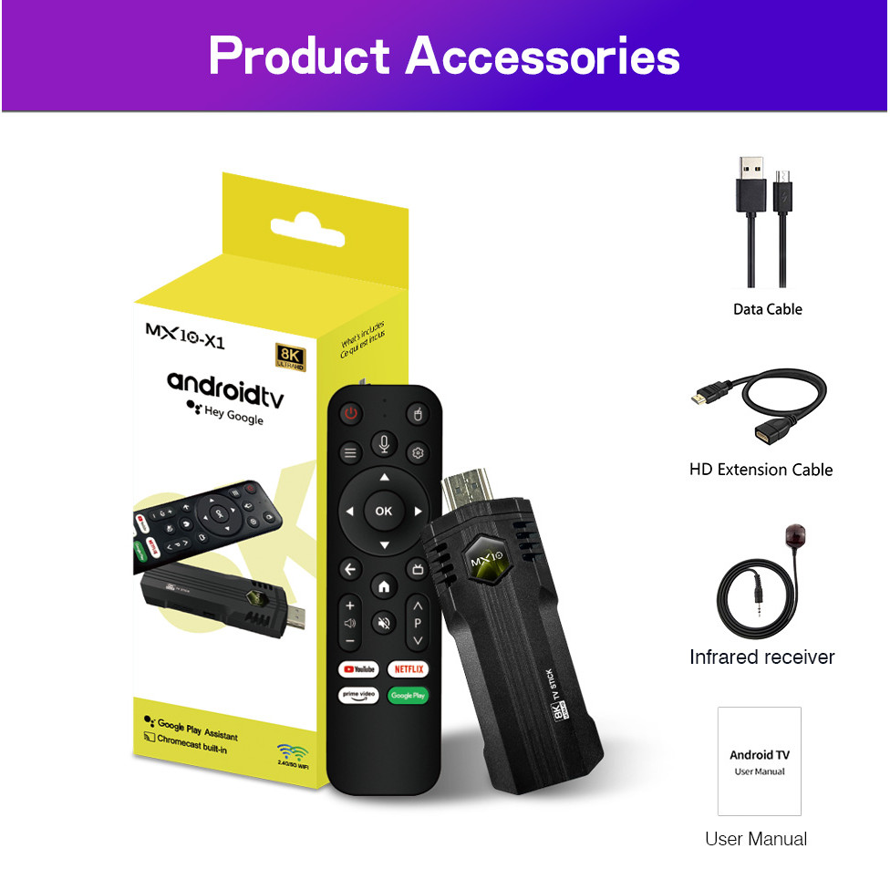 Best High Quality Android TV STICK MX10 X1 Allwinner H313 2GB 16GB 4K TV Stick Android 13 pro 4K Sma