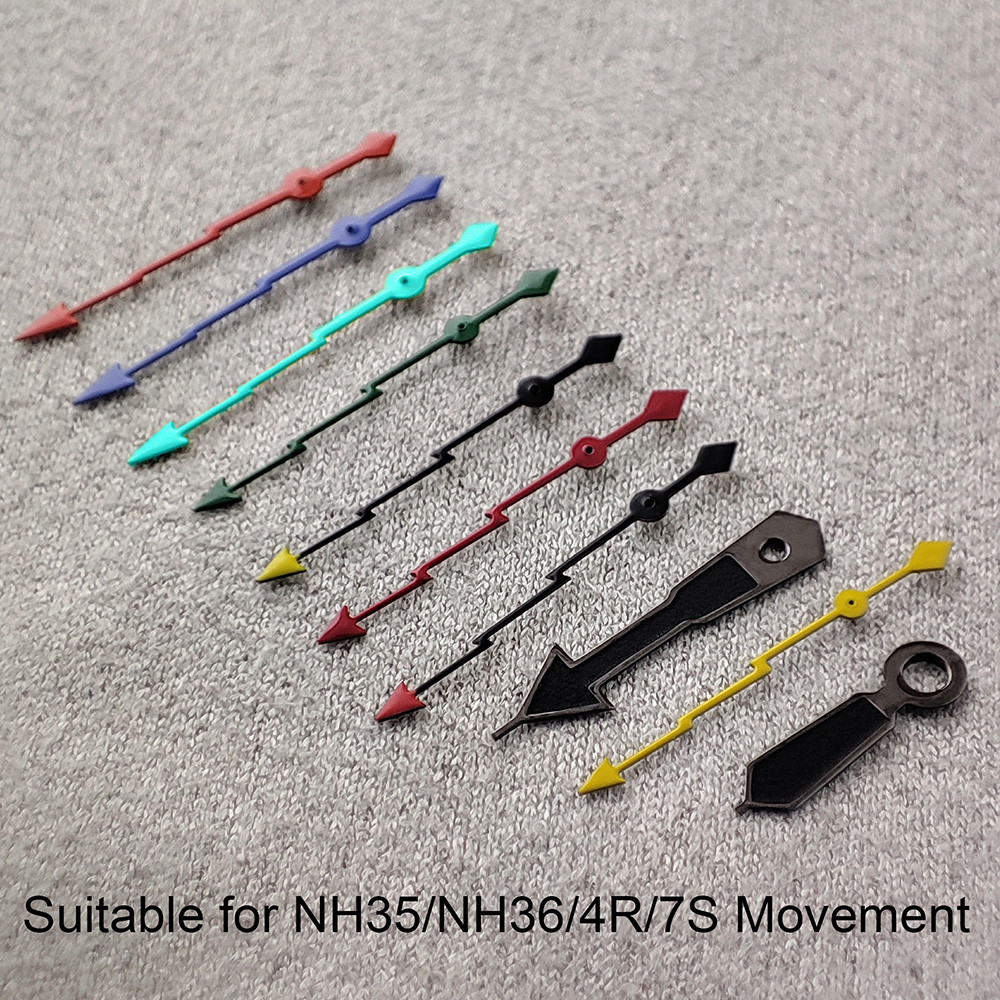 Modified watch accessory NH35 Hands black watch pin faint green glow lightning second hand suitable 