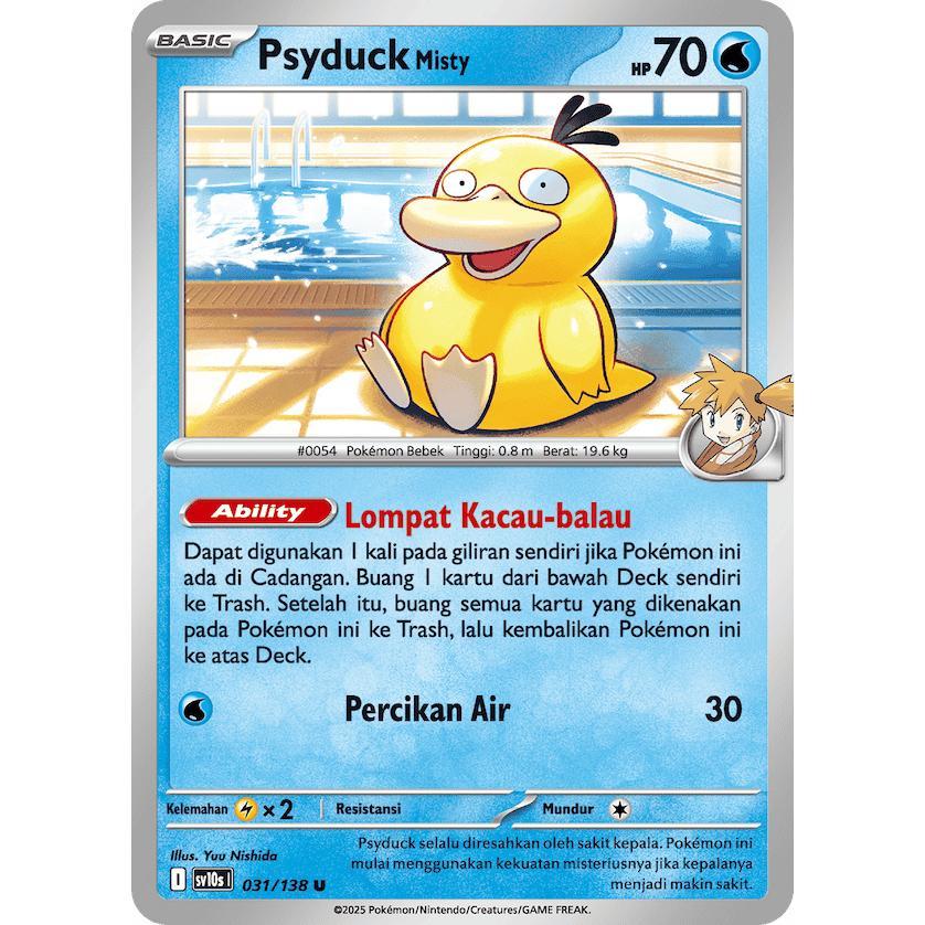 TCG Psyduck Misty 031/138 SV10s Kehadiran Juara KARTU CARD POKEMON INDONESIA