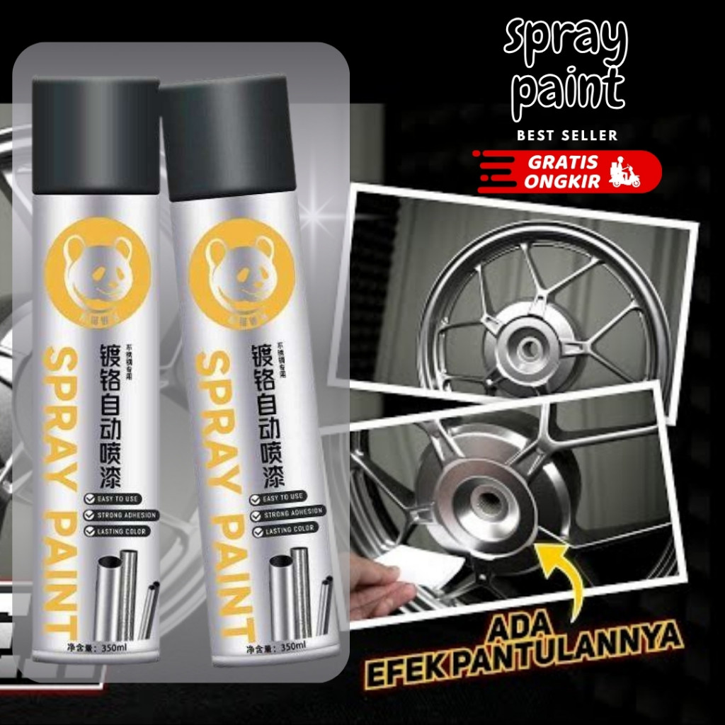Cat Semprot Chrome 350ml Stainless Steel Repairing Paint Silver Tahan Panas Air Mudah Aplikasi Kilau