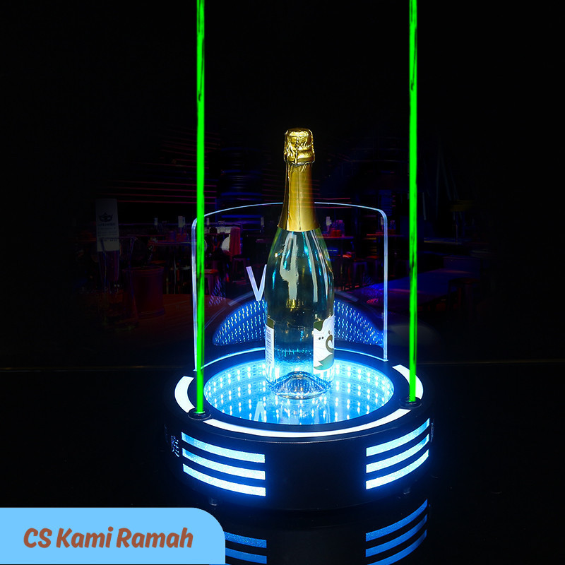 TBT Nightclub VIP Wine Rack display, Bar KTV LED Crystal Wine Stand with Ribbon Laser XO Wine Stand,