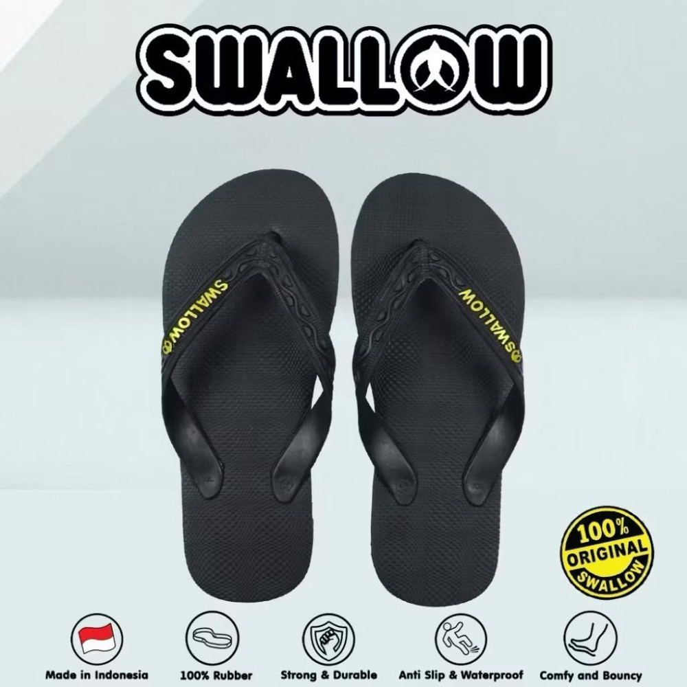 Sandal jepit Swallow hitam / sandal japit murah Swallow M01 black Gold