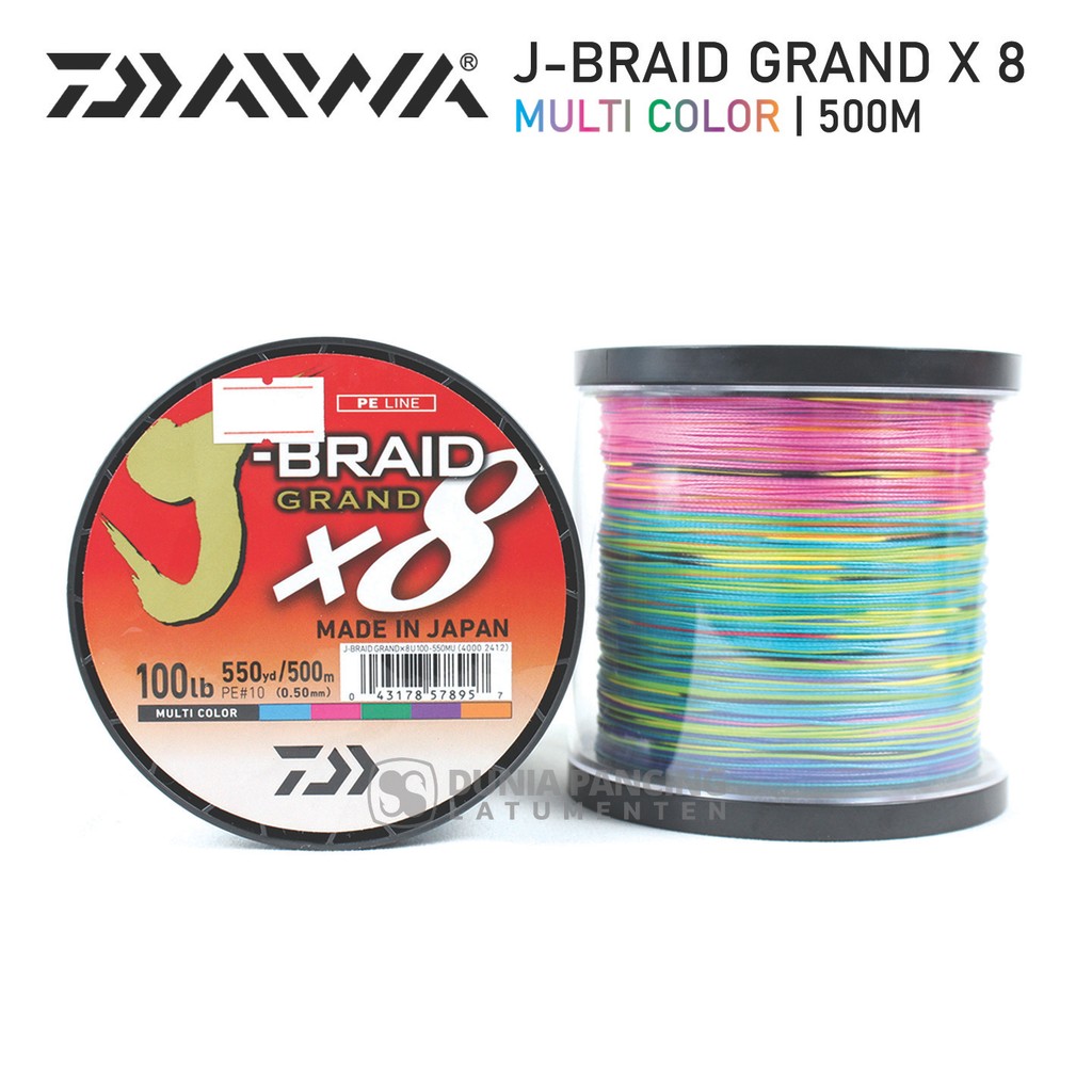 PE Daiwa J-BRAID GRAND X8 Multi Color 500M / 1500M – Senar PE Tali Pancing Premium Made in Japan Ori