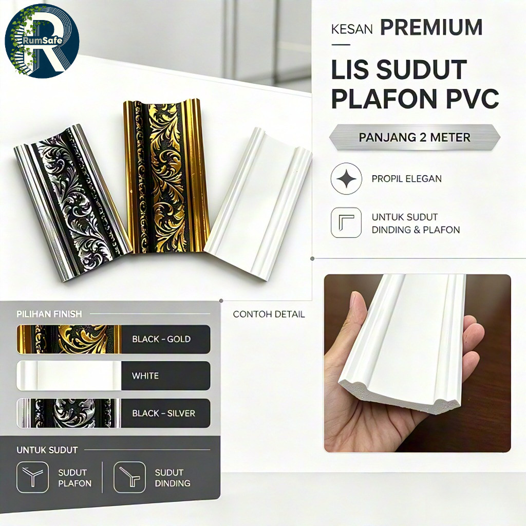 List Plafon PVC Motif Minimalis List Pigura PVC Dekor Wall Moulding Dinding Kualitas Premium 2 Meter