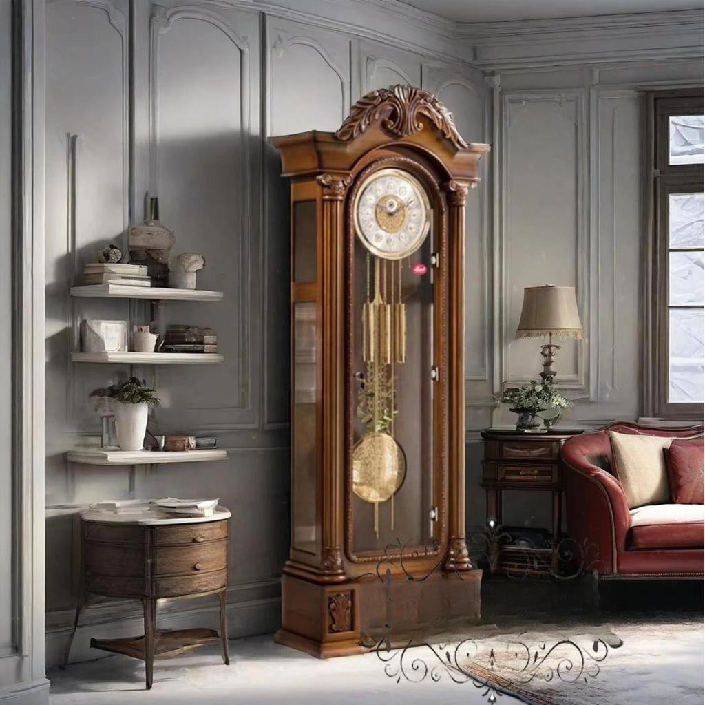 German Imported Movement Wooden Floor Clock - High-Quality Classic Grandfather Clock Ideal for Home 