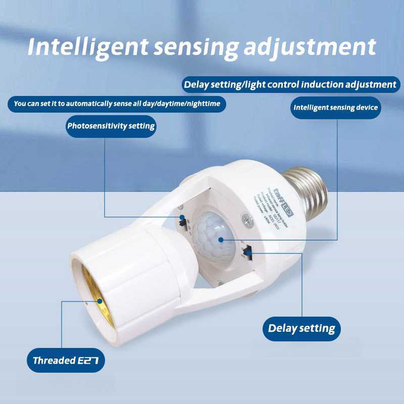 Fitting Lampu E27 Sensor Gerak PIR Adjustable Timer Auto On Off Maksimal 40W