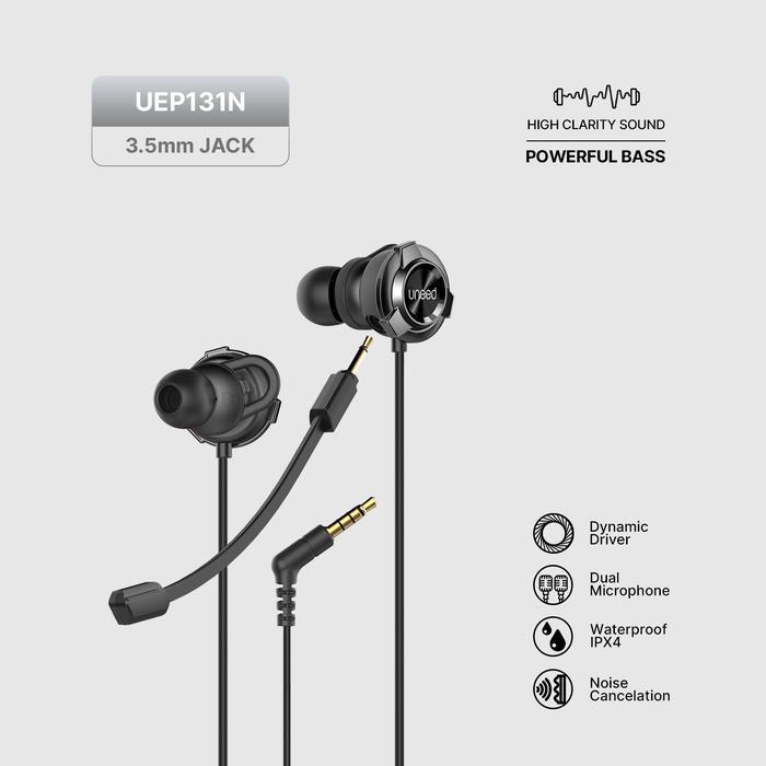 UNEED In-Ear Gaming Earphone with Dual Microphone Wired - UEP131N Bass Earphones Headset  Handsfree 