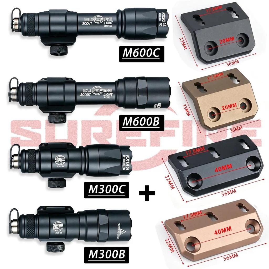 SUREFIR M300 M600 with Offset MountFlashlight Keymod MLOK Rail Light Side Metal Base M300B M300C M60