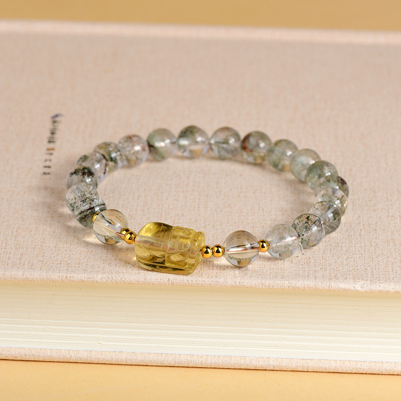 Gelang Wanita Citrine Pixiu Hantu Kristal Hijau Alami