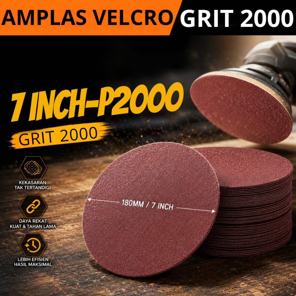 Amplas Tempel Bulat 7 Inch Poles 18 CM Grit 2000 Isi 5 Lembar Amplas Grit 2000