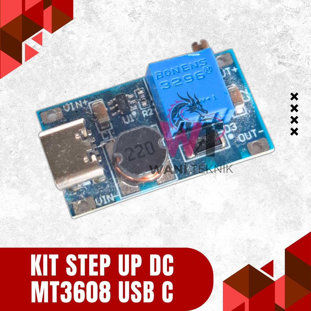 Modul Trafo Step Up DC ke DC Tipe MT3608 Port USB C Suku Cadang Booster Tegangan