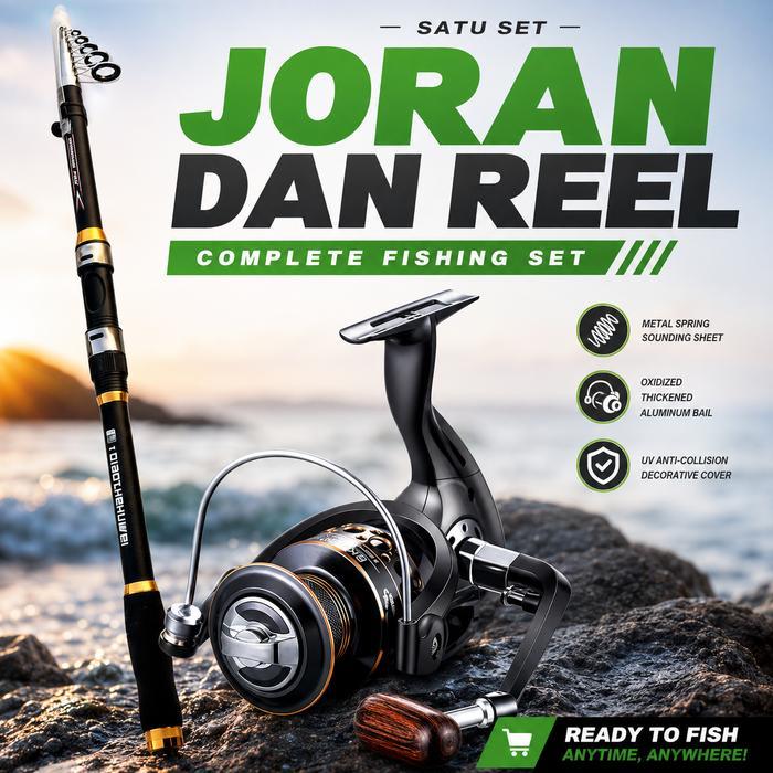 Best Seller Satu Set Paket Joran Reel Pancing Murah Set Pancingan Ikan Galatama Joran dan Katrol Ril