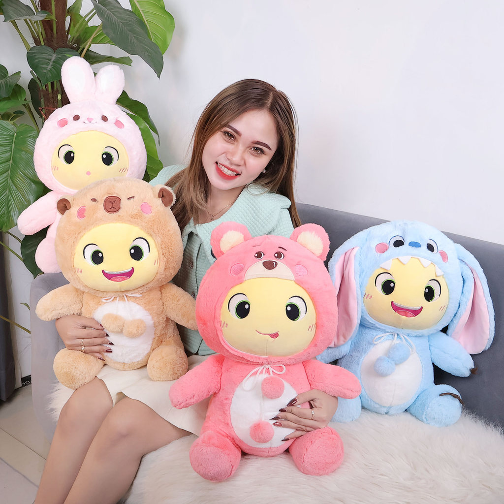ISTANA BONEKA Don Don Kuning with Hoodie Bulu Halus Jumbo 17in Dino Dinosaurus Ulang Tahun Mainan An