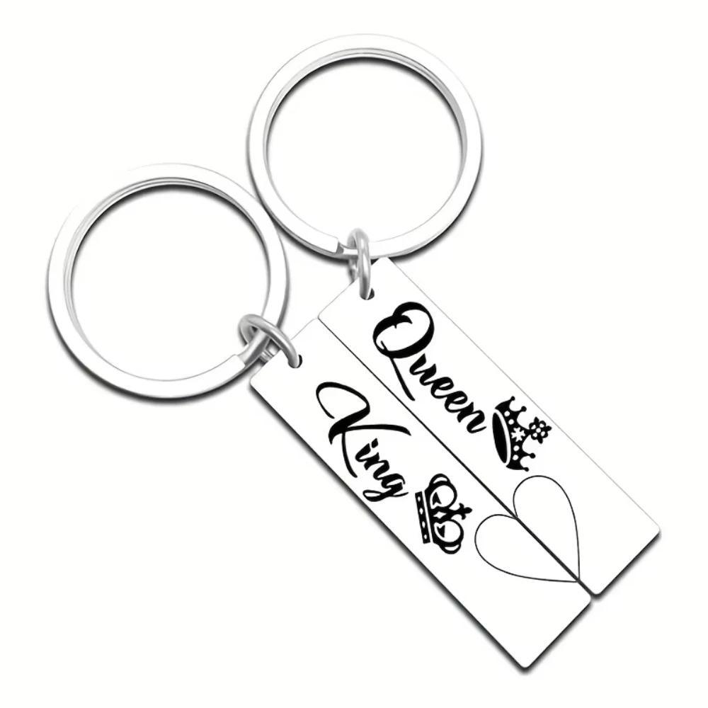 2 Pcs/Set Crown King Queen Couple Keya Stainless Steel Key a For Lovers arms Gift