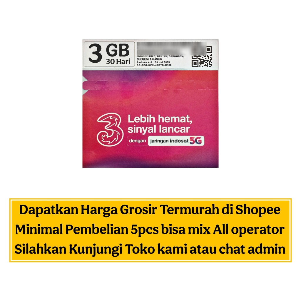 #T31 Perdana Tri Kuota 3GB Lokal, Segel 30-JUN-2027, kartu Prabayar IOH 4G/5G