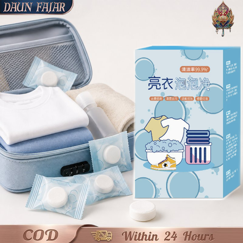 10pcs Tablet Cuci Baju Oksigen Aktif Travel Friendly Individu Wrapped Rendam Noda