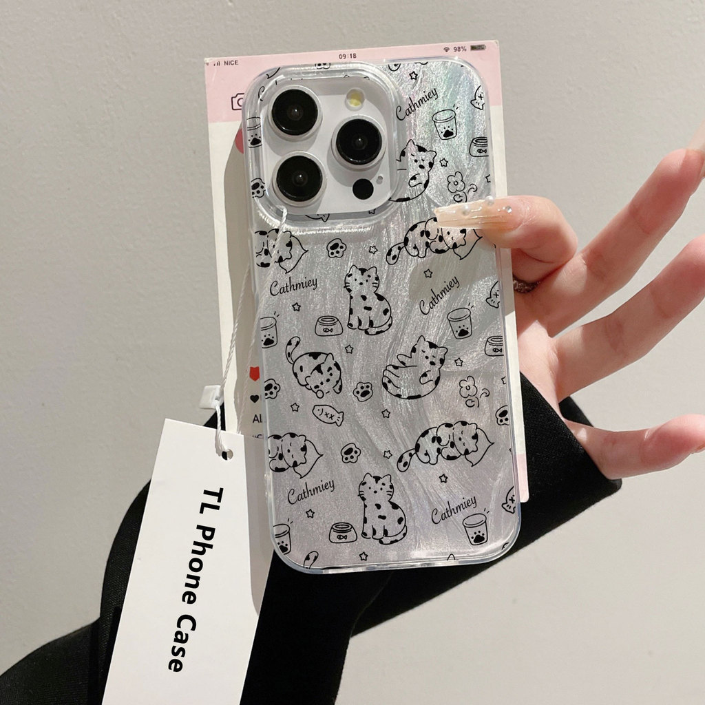Cocok untuk OPPOrealme ucing sapi linier dengan penyangga Casing ponsel cocok untuk OPPOrealme 5/rea