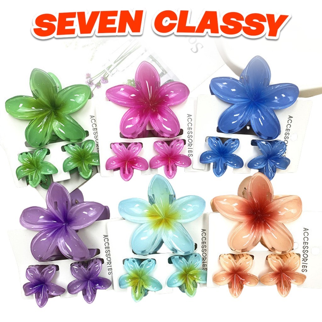 SC - Jepit Rambut Bunga Kamboja Set Isi 3 Pcs Jedai Rambut H1022 Wanita Hair Clip Glossy Bunga Bali 