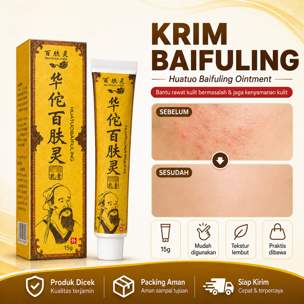 Terbaru 1pcs Salep Gatal Cina Ampuh Huatuobaifuling Cap Orang Tua Mengobati Gatal Eksim Jamur Kurap 