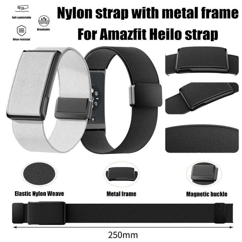 Tali Jam Amazfit Helio Tali Nilon Kepang Elastis Gelang Pelacak Kebugaran Tali Pergelangan Tangan ya