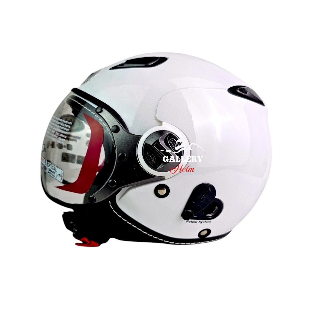 Helm Kyt Elsico Solid Putih Polos | Helm KYT Retro Pilot