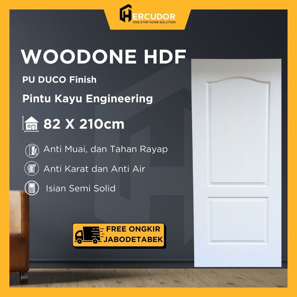 WOODONE HDF - Pintu Kayu Engineering HDF WOODONE PU Duco Finish - Pintu Kamar