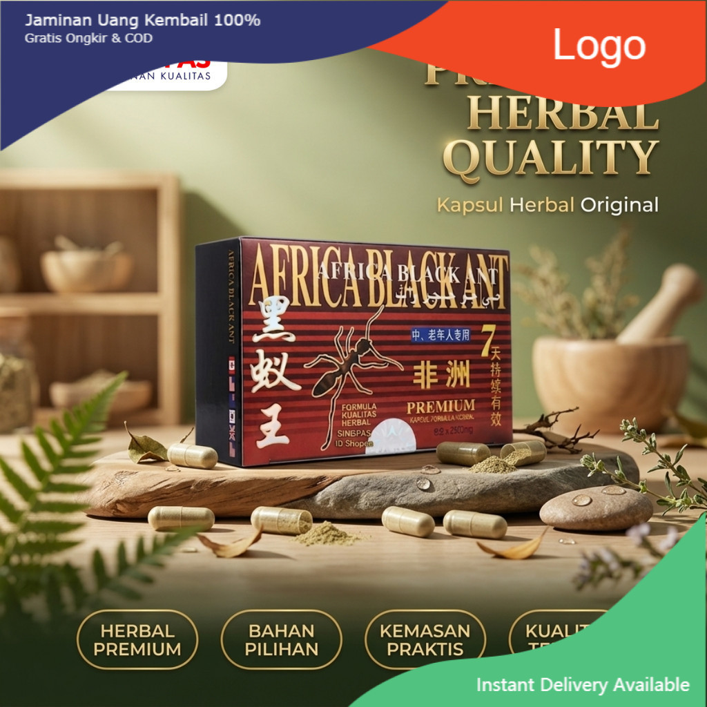 AFRICA BLACK ANT PREMIUM Herbal SEMUT HITAM Isi 30 Kapsul (15 Sachet)