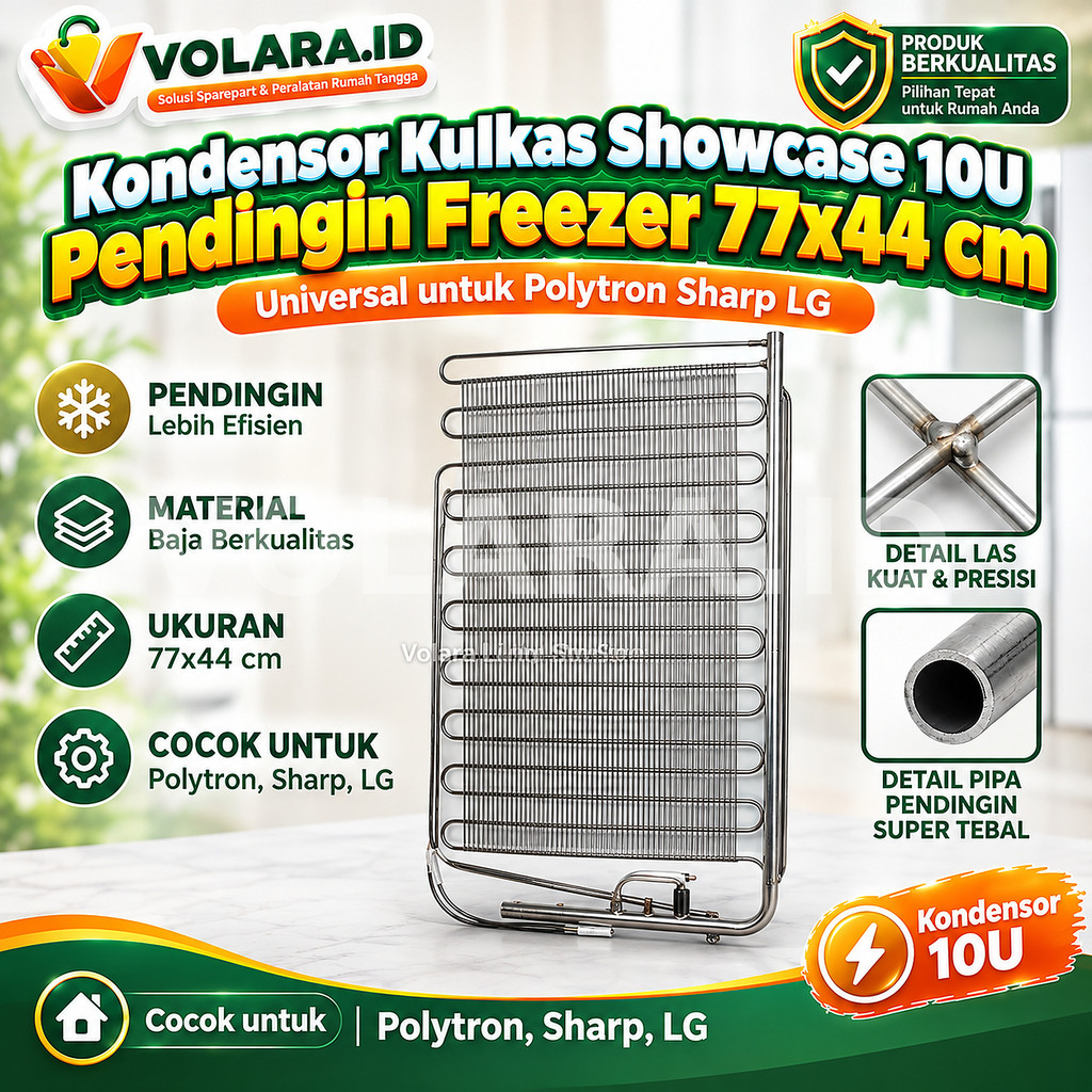 Kondensor Kulkas Showcase 10U Pendingin Freezer 77x44 cm Universal untuk Polytron Sharp LG