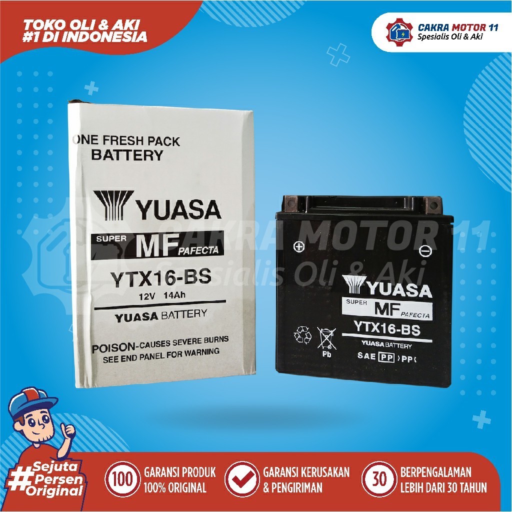 Aki Harley Davidson Sportster Xl Yuasa Motor Ytx 16 Bs Taiwan