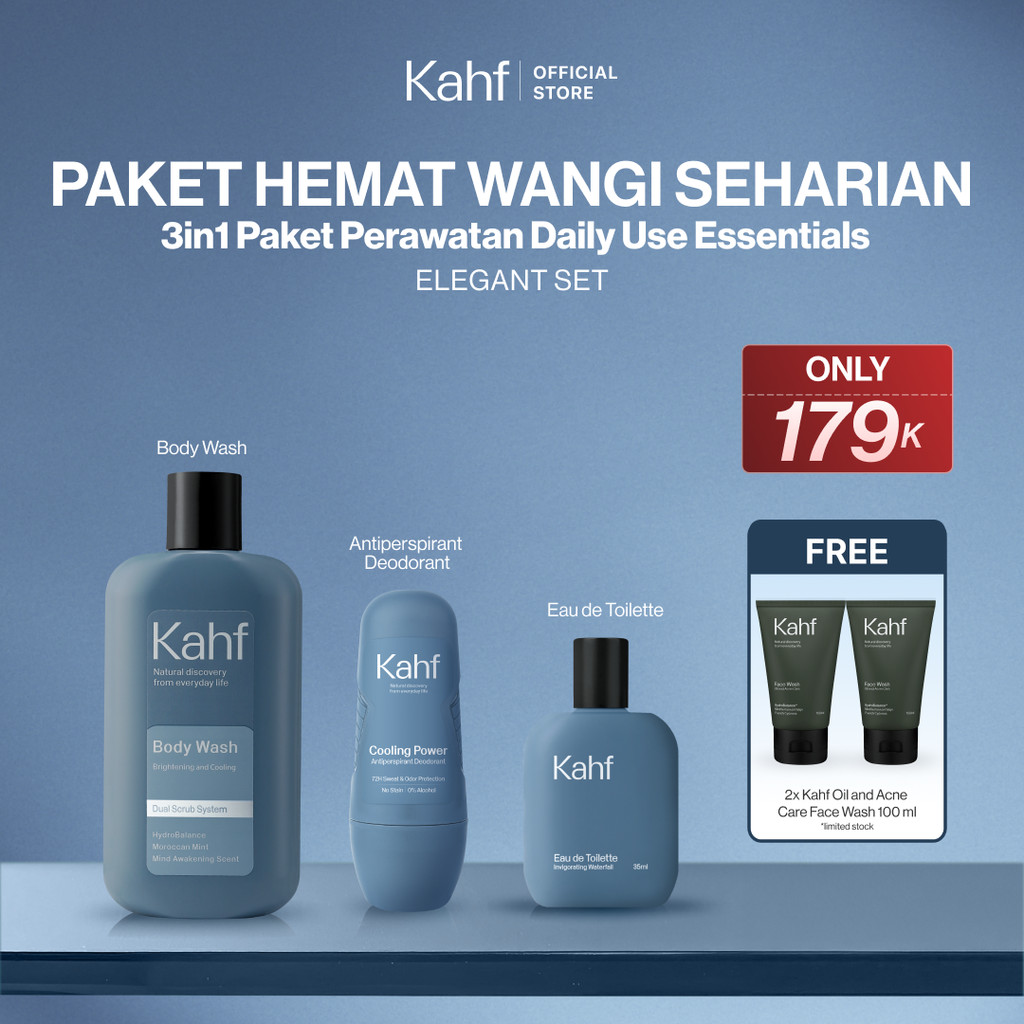 [KAHF BUNDLE 3IN1 PAKET PERAWATAN DAILY WANGI & FRESH SEHARIAN] Paket Personal Care (Body Wash + Deo