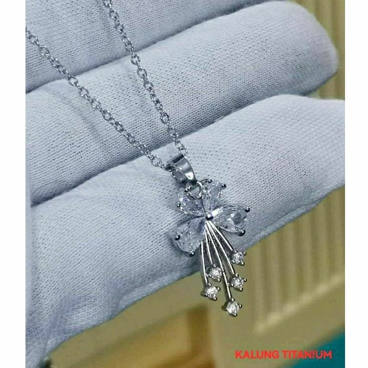 (GROSIR) kalung liontin titanium perhiasan wanita silver,dan gold
