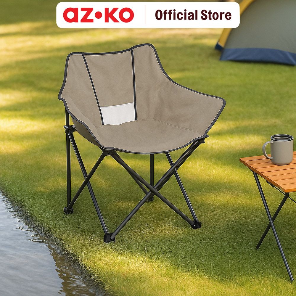 AZKO Soleil Kursi Lipat - Krem Beige Folding Chair Portable Kursi Memancing Bangku Lipat Kemah Furni