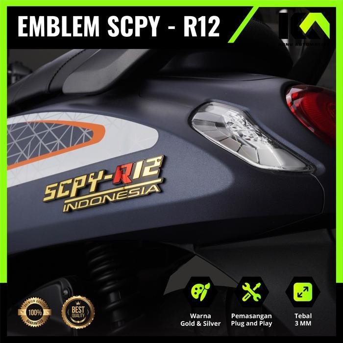 1PCS EMBLEM SCOOPY SCPY R12 LOGO SCOOPY R12 INDONESIA STICKER TIMBUL