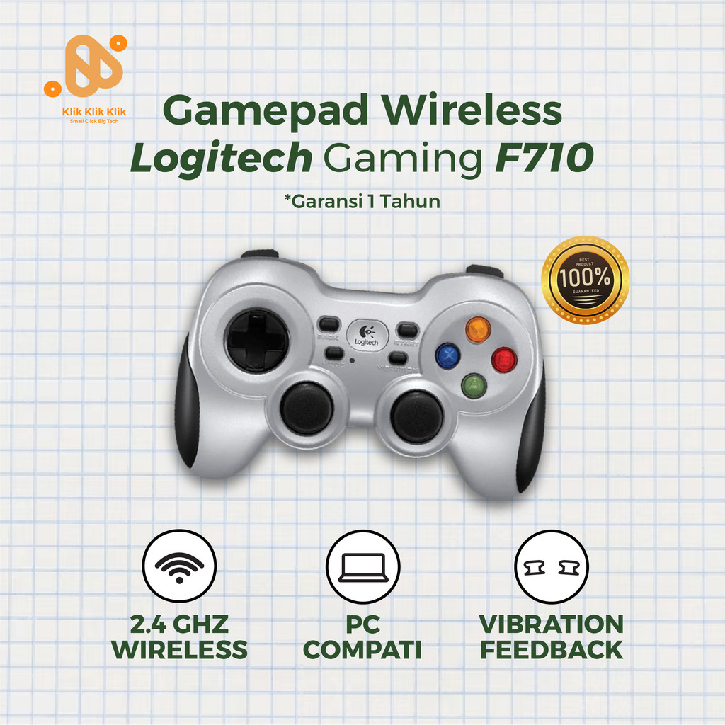 Wireless Gamepad Logitech F710 Joystick Original Dual Vibration USB Receiver Kompatibel Windows Stea
