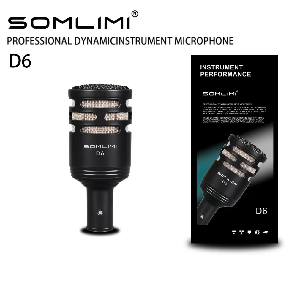 SOMLIMI D6 Drum Microphone trument Kick Drum Bass Microphone Dynamic Microphone Bass Snare Kick Mic 
