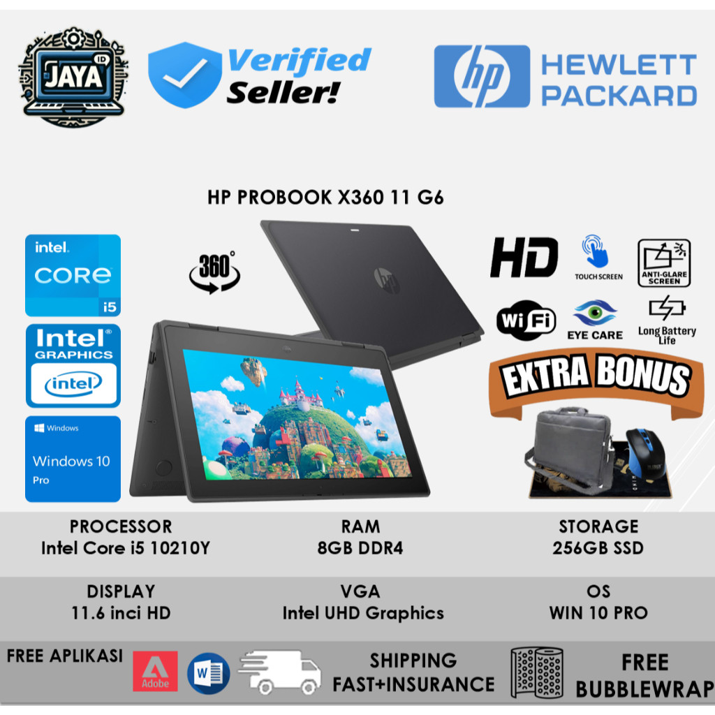 <FLASH SALE>Laptop 2 In 1 HP Probook X360 11 G6 Intel Core I5 10210Y 8GB 256GB 11 Touch Screen