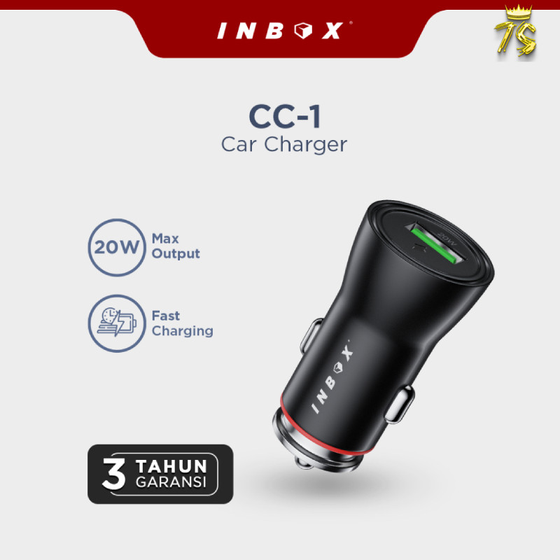 Inbox Car Charger Mobil CC-1 USB Fast Charging 20W