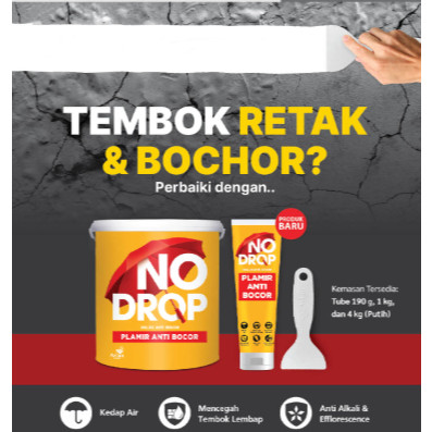 Cat Dasar Anti Bocor No Drop 4KG Untuk Tembok & 1KG DEMPUL TEMBOK RETAK PLAMIR