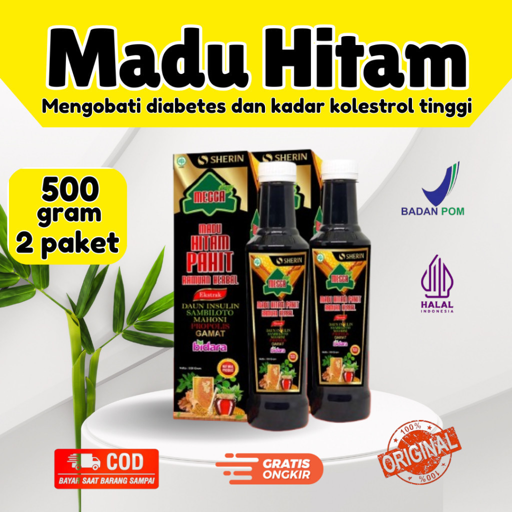 MADU HITAM PAHIT SHERIN Original Paket 2 Botol @500 gram - Madu Hitam Pahit Solusi Atasi Masalah Dia