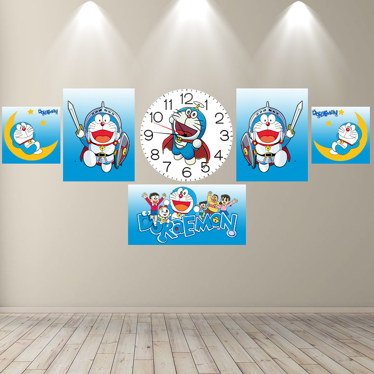 Jam Dinding Analog Karakter Doraemon Keropi Helokitty anak Hiasan Kamar Unik 1 set