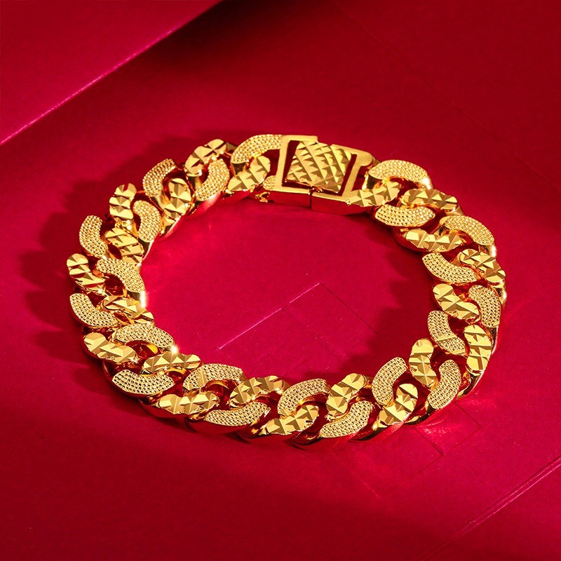 Luxurious 9999 genuine gold 24K genuine gold jewelry Boss bracelet 10mm buckle classic men's bracele
