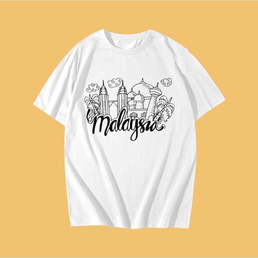 Kaos Malaysia kaos souvenir Sketsa  , Baju Oleh Oleh Malaysia  Kaos Negara malaysia sketsa